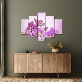 Kép - Pillangó orchidea virágon, lila (150x105 cm)