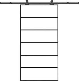 vidaXL tolóajtó vasalatokkal 102x205 cm ESG üveg&alumínium