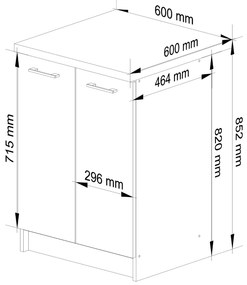 Alsó konyhaszekrény Ozara S60 2D (fehér). 1069129