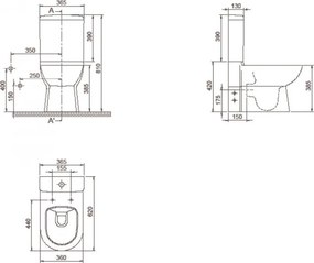 CeraStyle BELLA monoblokk WC - WC tartály - öblítőszelep