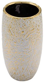 Rusztikus antikolt Kerámia váza fehér arany 24,5 cm