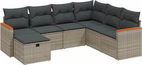 vidaXL 7 részes szürke polyrattan kerti ülőgarnitúra párnákkal