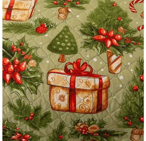 Ágytakaró mintával CHRISTMAS PRESENTS, zöld Méret: 220 x 240 cm