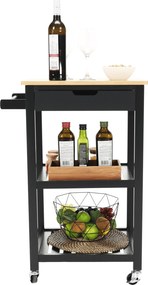 Tálalókocsi, természetes/fekete, ARETE