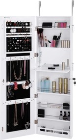 Tükrös ékszerszekrény 37 x 10 x 120 cm, zárható, fehér