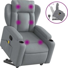 vidaXL világosszürke szövet felállást segítő dönthető masszázsfotel