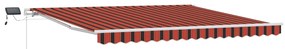 Kézi Behúzható Napellenző LED világítással Narancs és Barna 400x300 cm