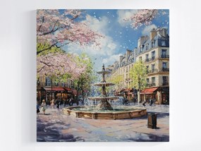 Vászonkép Canvas Város Párizs Tér Szökőkút Kávézó Tavasz 80x80