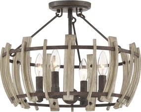 ELSTEAD QZ-WOOD-HOLLOW-SF WOODHILL Loft Mennyezeti Lámpa Fekete, Falusias E14 IP20