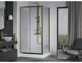 Mexen Apia zuhanykabin tolóajtóval 120 (ajtó) x 90 (fal) cm, 5mm átlátszó üveg, arany profil + fehér zuhanytálca RIO, 840-120-090-50-00-4510