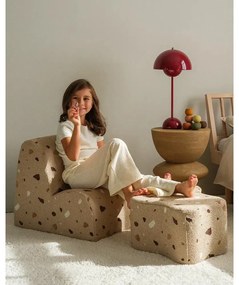 Világosbarna buklé-zsenília gyerek puff Terrazzo Cloud – Wigiwama