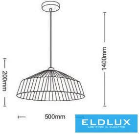 UNIVERSO Kötél függeszték 1xE27 IP20 D500x200x1400mm 5év