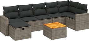 vidaXL 8 részes szürke polyrattan kerti ülőgarnitúra párnákkal