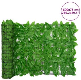 zöld leveles belátás elleni erkélyparaván 600 x 75 cm