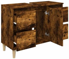 füstös tölgy színű szerelt fa mosdószekrény 80 x 33 x 60 cm