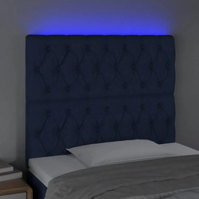 kék szövet LED-es fejtámla 100x7x118/128 cm