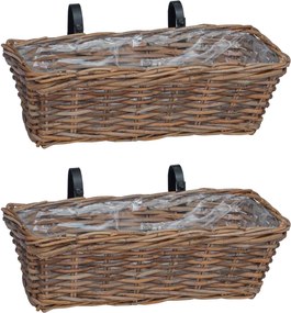vidaXL Függő virágcserép kosár tárolóval 2 pcs Barna 48 x 22 x 15 cm