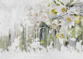 Kép - Fehér virágok, vintage (üvegen) (70x50 cm)