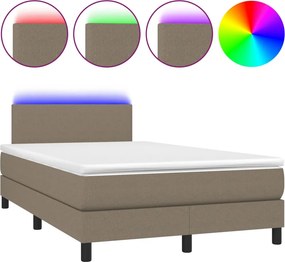 vidaXL tópszínű szövet rugós és LED-es ágy matraccal 120 x 200 cm