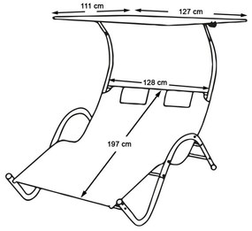 2 személyes DELUX napozóágy 3 színben-szürke