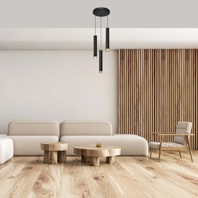 LED Csillár zsinóron TUBA 3xGU10/6,5W/230V fekete/arany