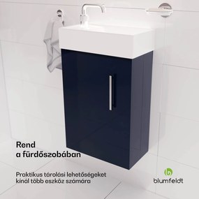 Blumfeldt Johnstone, mosdó és fürdőszoba szekrény, 40 cm, kerámia mosdó, Soft-Close záródású