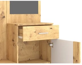 NOLAN előszobafal tükörrel, artisan tölgy/fehér