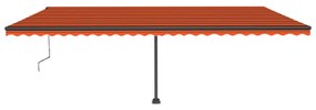 narancssárga-barna automata póznás napellenző 600 x 300 cm