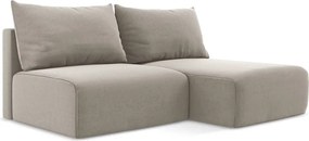 Szürkésbarna bársony kinyitható-tárolóhelyes sarokkanapé (jobb oldali-heverő résszel) Kalena – Makamii