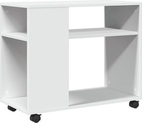 vidaXL fehér szerelt fa kisasztal kerekekkel 70 x 35 x 60 cm