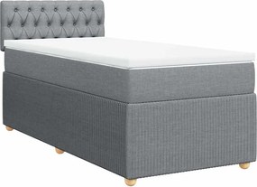 vidaXL világosszürke szövet rugós ágy matraccal 90 x 200 cm