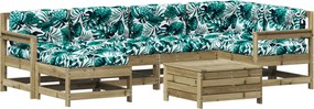 vidaXL 7 részes impregnált fenyőfa kerti ülőgarnitúra párnával