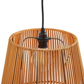 Kültéri függőlámpa fekete, narancssárga kötélárnyékolókkal, 3-lámpás, IP44 - Cava Jayla