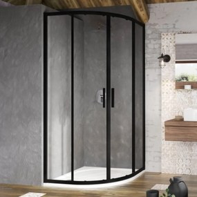 Ravak Blix Slim zuhanykabin 90x90 cm félkör alakú fekete matt/átlátszó üveg X3BM70300Z1