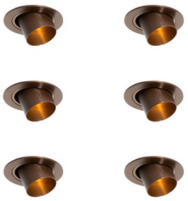 6 darabos süllyesztett spotlámpa szett sötét bronz GU10 35mm kerek dönthető - Installa