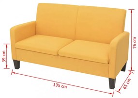 2 személyes sárga kanapé 135 x 65 x 76 cm