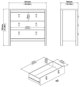 Fekete alacsony komód 82x80 cm Madrid – Tvilum