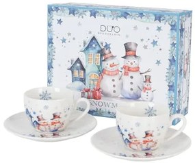 Karácsonyi hóemberes porcelán kávés csésze 2 személyes díszdobozban Snowman