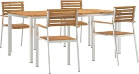 vidaXL Kert étkező szett 5 pcs Barna Tömör Akácfa