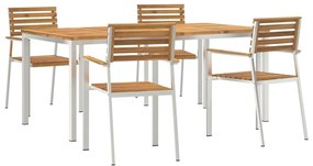 vidaXL Kert étkező szett 5 pcs Barna Tömör Akácfa