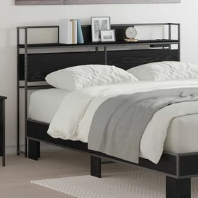 Tároló fejtámla polcokkal tárolóval Musta tammi 120 cm Faanyag