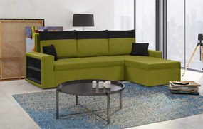 PAVEL Kinyitható sarokkanapé Zöld/fekete