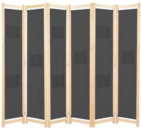 szürke 6-paneles szövetparaván 240 x 170 x 4 cm