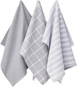 Konyhai Törlőkendő Pamut Szürke Csíkos 50X70 Konyhai Szett 3 Db-os