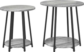 vidaXL Kisasztal készlet polcokkal 2 pcs Szürke Sonoma és Fekete