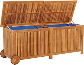 Tömör Akácfa Kerti Tárolóláda Kerekekkel 150 X 50 X 58 Cm