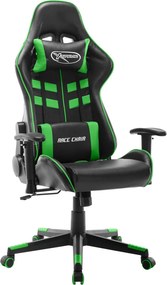 vidaXL fekete és zöld műbőr gamer szék