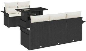 vidaXL Kerti Kanapé Szett párnával tárolóval 6 pcs Fekete Poly Rattan