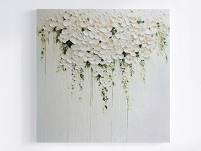 Canvas Természet Olaj Impasto 3D Vászonkép Fehér Kúszónövény Virágok 40x40