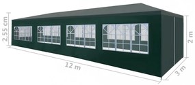 zöld rendezvénysátor 3 x 12 m